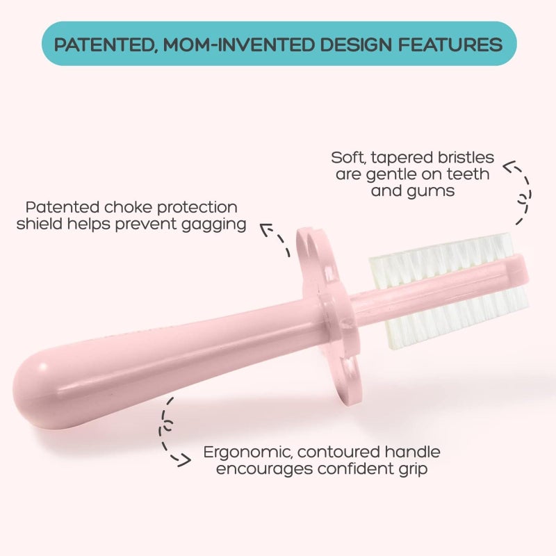 grabease Double-Sided Finger Toothbrush - Promotes Independent Brushing & Toddler Toothbrush - Recyclable Silicone Baby Brush - Finger Brush for Gum Massage - 12 Months & Up, Blush, Pack of 1 - Image 2